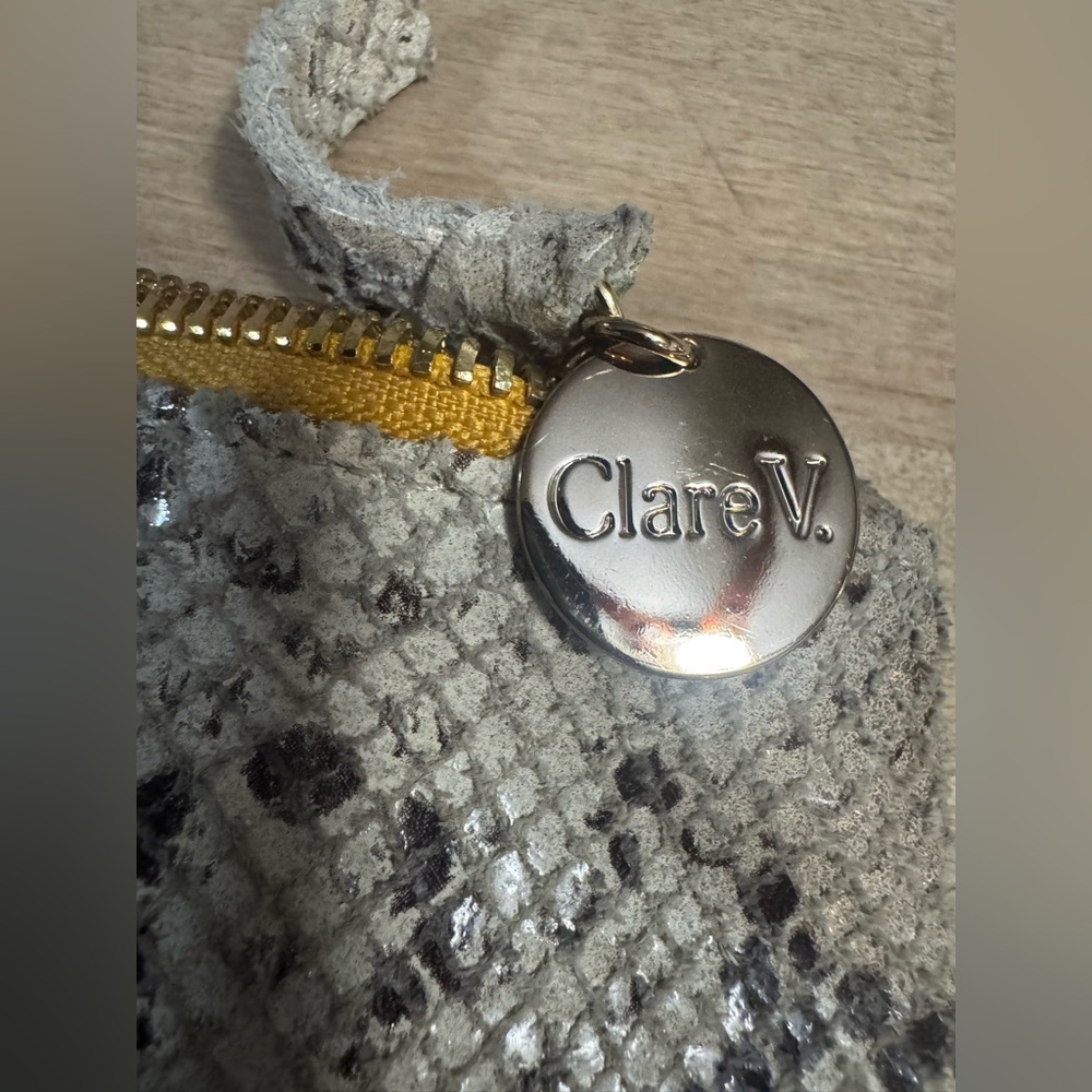 Clare V Snakeskin Patterned Tote Bag fold over clutch purse - Picture 2 of 16